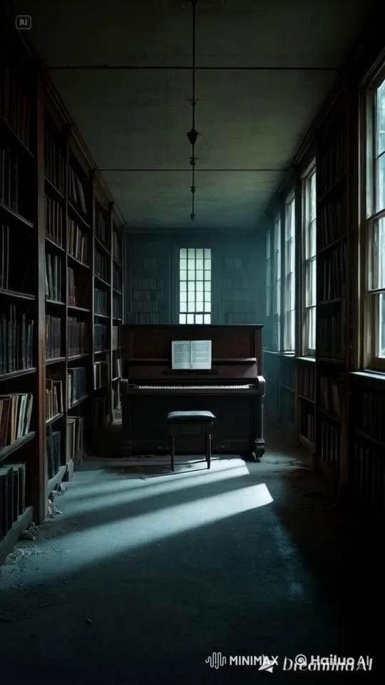 Eerie Abandoned Library with Piano in Live2D Animation – AI Generated Video | Hailuo AI