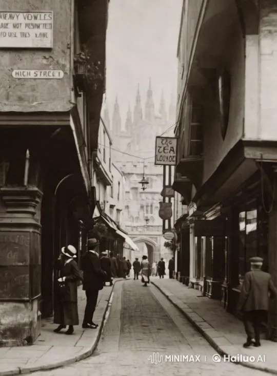 Vibrant High Street Transition from Black and White to Color – AI Generated Video | Hailuo AI