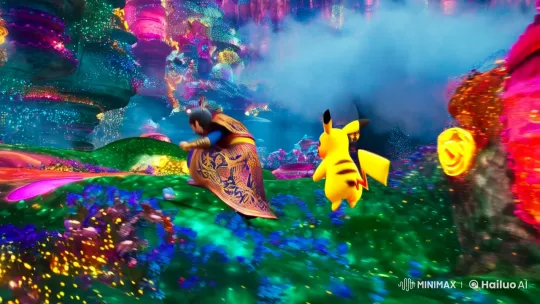 Nezha Battles Pikachu in Surreal Fantasy Landscape – AI Generated Video | Hailuo AI