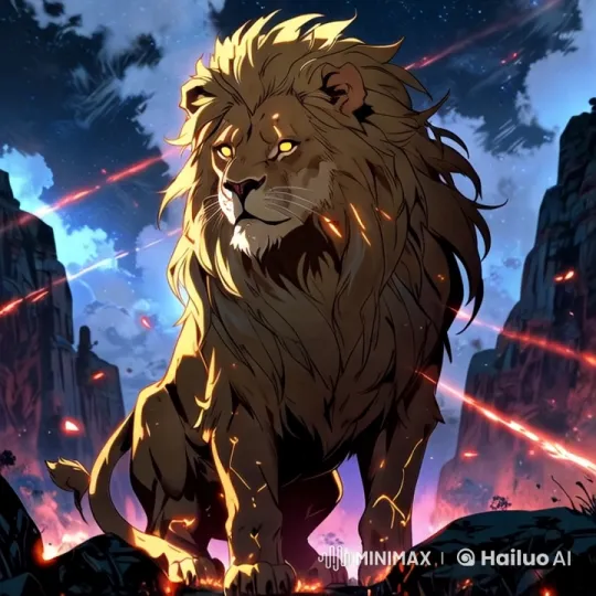 Majestic Lion Stands Under Starry Night Sky – AI Generated Video | Hailuo AI