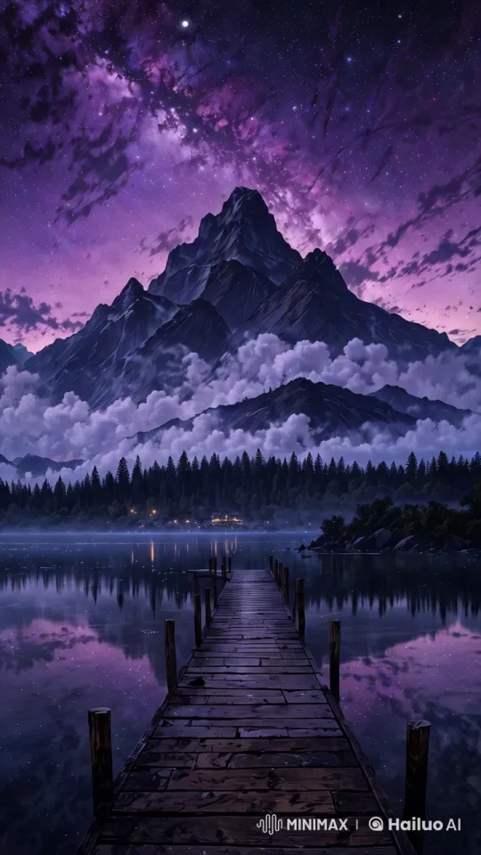 Mystical Night Scene at a Mountain Lake – AI Generated Video | Hailuo AI