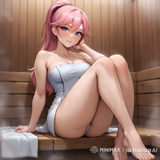Live2D Animated Female Character in a Sauna Setting – AI Generated Video | Hailuo AI