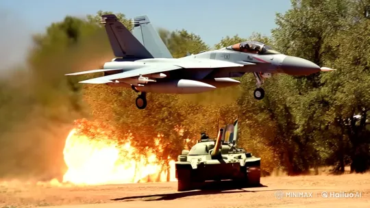 Intense Aerial Assault in Realistic War Zone – AI Generated Video | Hailuo AI