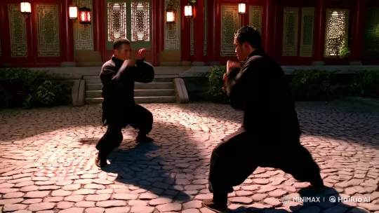 Elegant Kung Fu Fight in Ornate Courtyard – AI Generated Video | Hailuo AI