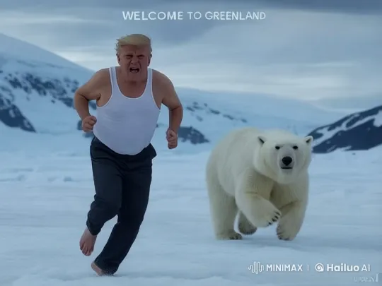 Man Evades Polar Bear in Dramatic Greenland Chase – AI Generated Video | Hailuo AI