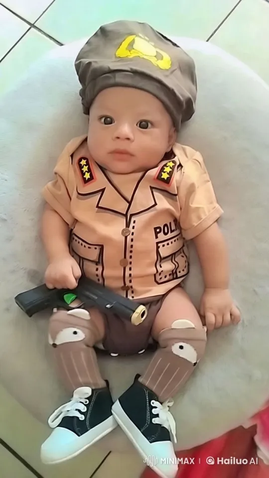 Baby in Adorable Police Officer Costume – AI Generated Video | Hailuo AI
