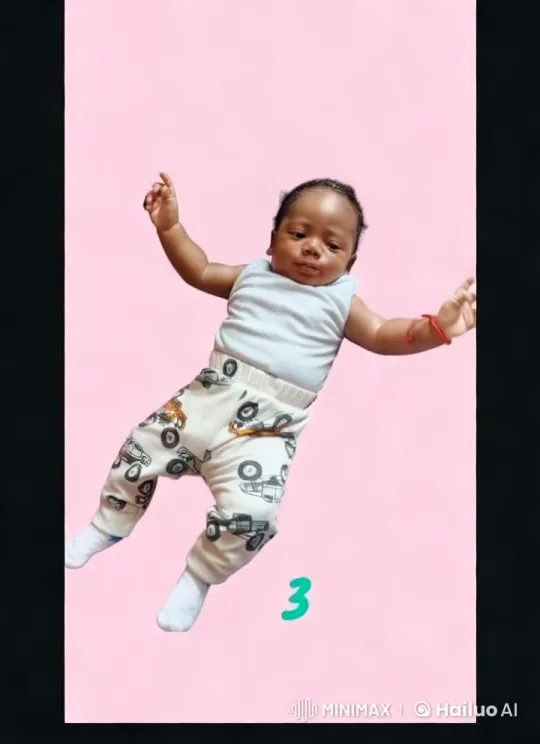 Baby in Vehicle-Printed Outfit on Pink Background – AI Generated Video | Hailuo AI