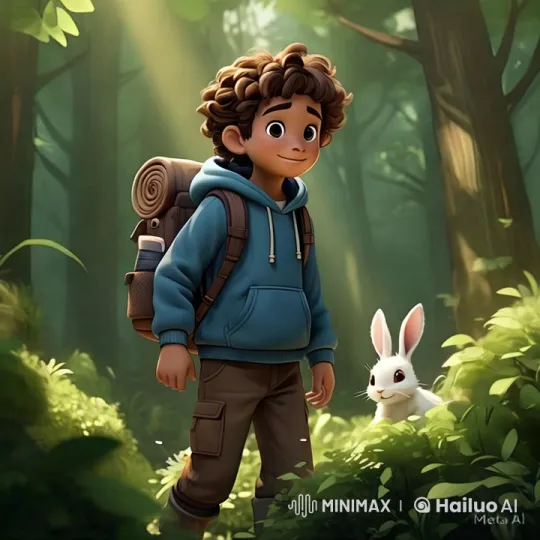 Curious Boy Explores Mysterious Forest at Dawn – AI Generated Video | Hailuo AI