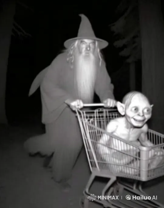 Wizard and Creature Enjoy a Whimsical Night Stroll – AI Generated Video | Hailuo AI
