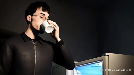 Exhausted Man Spills Coffee as Cat Takes Over His Lap – AI Generated Video | Hailuo AI