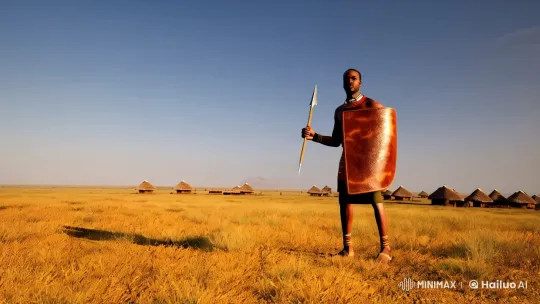 Warrior in Savanna: Harmony and Might – AI Generated Video | Hailuo AI