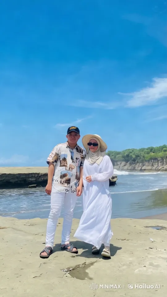 Romantic Couple Embraces on a Scenic Beach – AI Generated Video | Hailuo AI