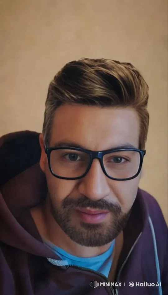 Close-up Fashion Portrait: Purple Hoodie, Minimalist Setting – AI Generated Video | Hailuo AI