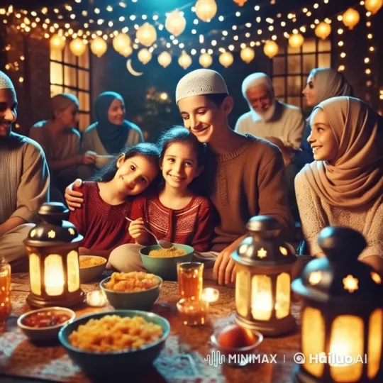 Family Feast Celebration with Traditional Attire and Lanterns – AI Generated Video | Hailuo AI