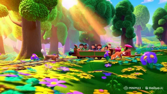 Enchanted Forest: Animals and Children Share Joy on Train – AI Generated Video | Hailuo AI