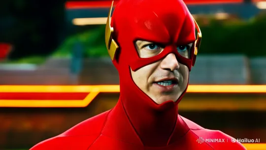 Red Superhero Battles Sonic the Hedgehog in Futuristic Showdown – AI Generated Video | Hailuo AI
