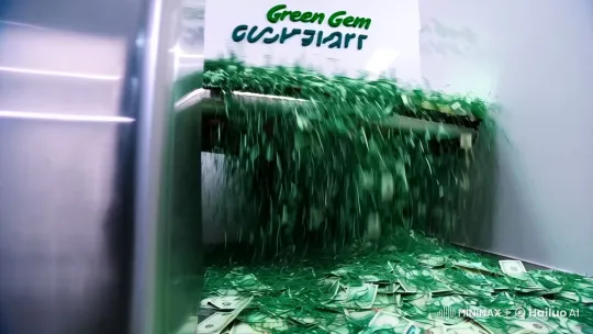 Aesthetic Destruction: Shredding Wealth in Industrial Setting – AI Generated Video | Hailuo AI