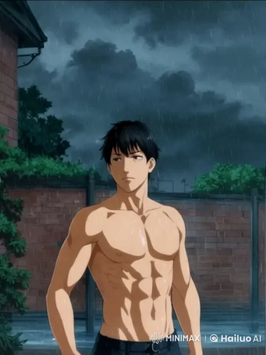 Muscular Man in Rainstorm: Dynamic Live2D Animation – AI Generated Video | Hailuo AI