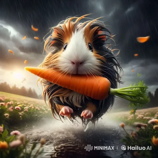 Dramatic Landscape: Determined Hamster with Carrot – AI Generated Video | Hailuo AI