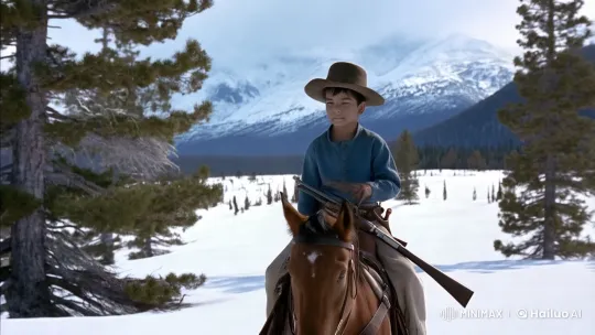 Boy Transforms into Cowboy in Snowy Wilderness – AI Generated Video | Hailuo AI