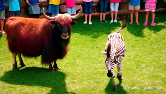 Zoo Finale: Yak, Zebra, and Children's Joyful Celebration – AI Generated Video | Hailuo AI