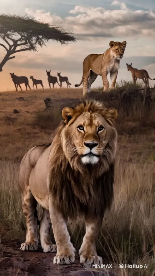 Young Lion Learns Inner Strength from Wise Elder – AI Generated Video | Hailuo AI