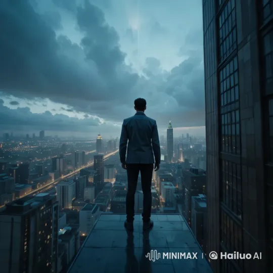 Aesthetic Exploration of Solitude on a Skyscraper's Edge – AI Generated Video | Hailuo AI
