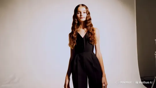 Teen Model Poses in Designer Outfit for Vogue Editorial – AI Generated Video | Hailuo AI
