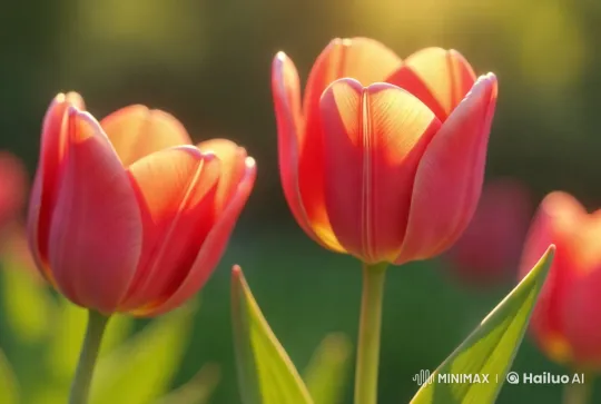 Captivating Tulips: Golden Sunlight & Delicate Beauty – AI Generated Video | Hailuo AI
