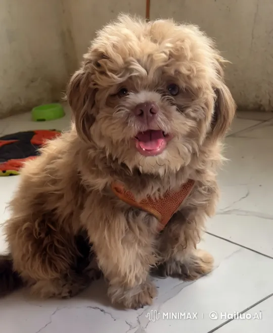 Dancing Dog Joyfully Leaps in Colorful Room – AI Generated Video | Hailuo AI