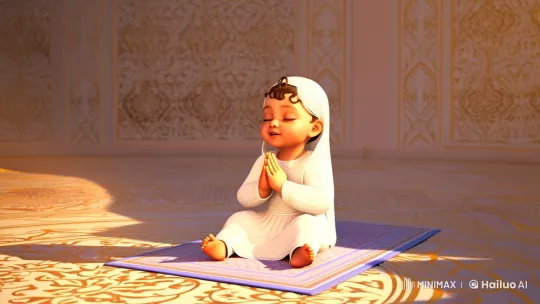 Islamic Baby's Sacred Prayer in Ethereal Animation – AI Generated Video | Hailuo AI