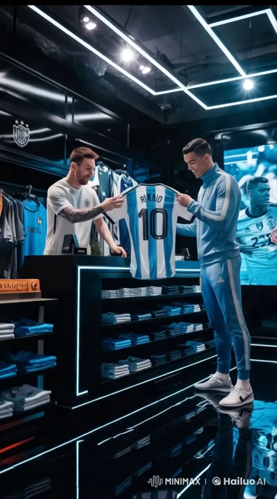 Messi and Ronaldo in Exclusive Sports Merchandise Store – AI Generated Video | Hailuo AI