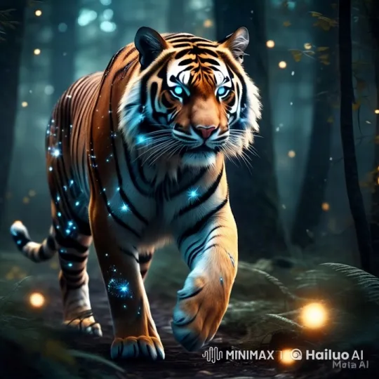 Mystical Forest Journey of a Glowing Tiger – AI Generated Video | Hailuo AI