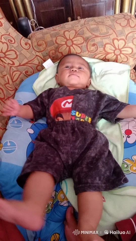 Baby in Super Mario Outfit Plays on Colorful Bed – AI Generated Video | Hailuo AI