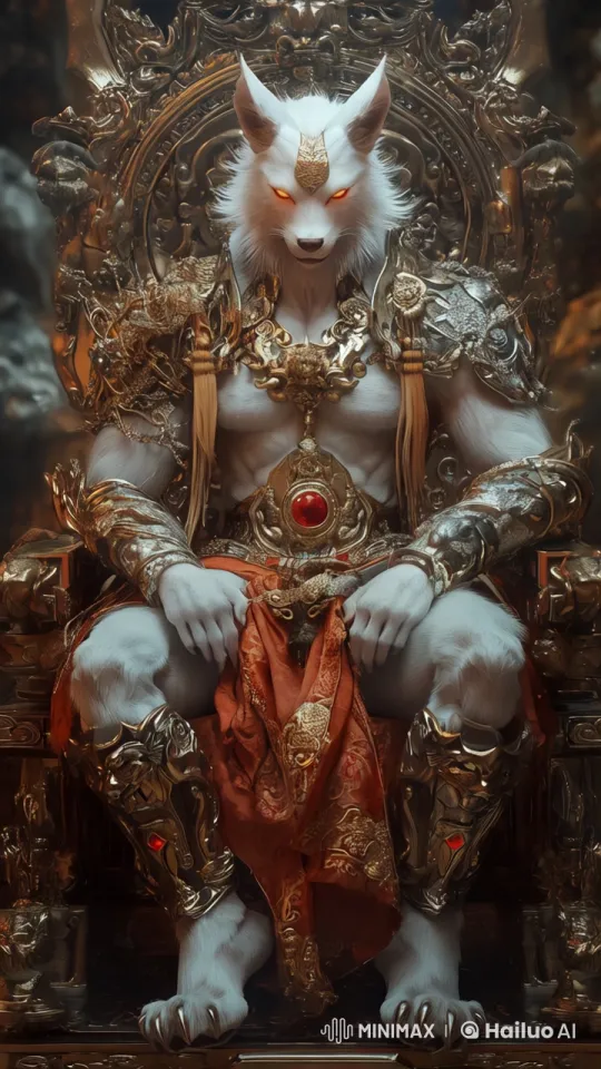 Anthropomorphic Wolf Figure Revealed in Regal Grandeur – AI Generated Video | Hailuo AI