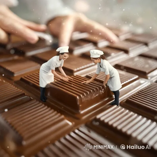 Artisanal Craftsmanship: The Making of a Giant Chocolate Bar – AI Generated Video | Hailuo AI