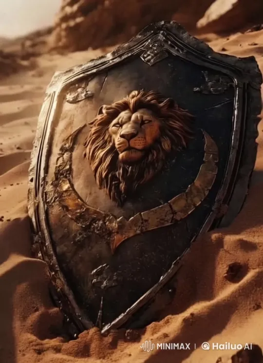 Ancient Lion-Head Shield in Desert Setting – AI Generated Video | Hailuo AI