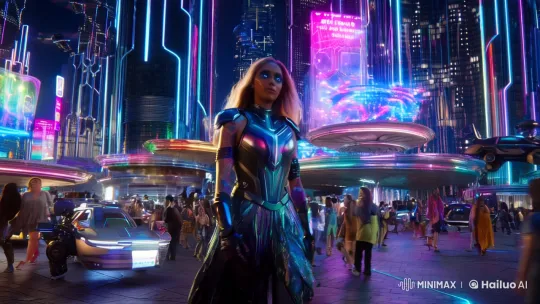 Futuristic Cityscape: A Cyberpunk Night Vision – AI Generated Video | Hailuo AI