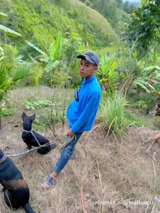 Man Practices Kungfu with Dogs on Hillside – AI Generated Video | Hailuo AI
