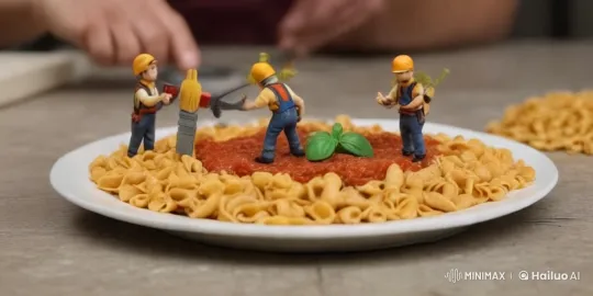 Title: "Crafting Culinary Masterpiece: The Construction Crew's Pasta Project" – AI Generated Video | Hailuo AI