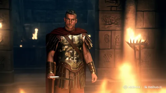 Greek Warrior in Majestic Occult Temple Setting – AI Generated Video | Hailuo AI
