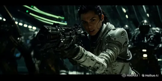 Futuristic Soldier Engages in Intense Battle Scene – AI Generated Video | Hailuo AI