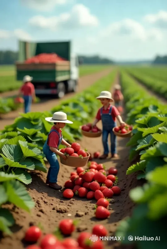 Strawberry Harvest: A Day in the Field – AI Generated Video | Hailuo AI