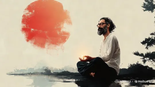 Meditating Man Transforms Reality in Surreal Cinematic Scene – AI Generated Video | Hailuo AI
