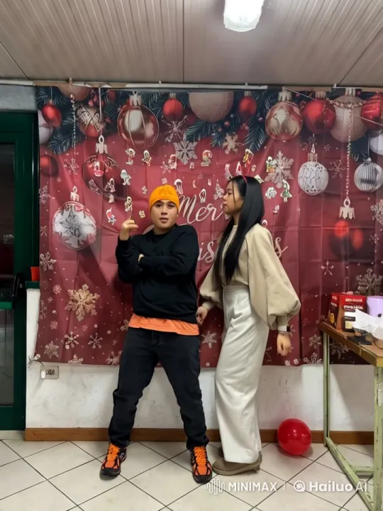 Christmas Scene: Two Individuals in a Stance-off – AI Generated Video | Hailuo AI