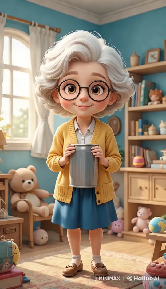 Elderly Woman Shakes Trash Can in Cozy Room – AI Generated Video | Hailuo AI
