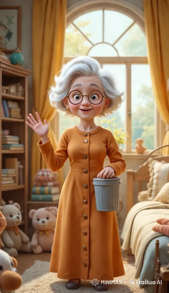 Cozy Animated Scene of an Elderly Woman in a Playful Room – AI Generated Video | Hailuo AI