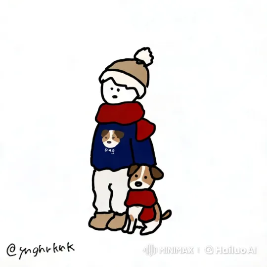 Boy and Dog's Winter Dress-Up and Play – AI Generated Video | Hailuo AI