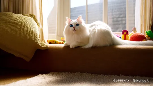 Snowflake the Cat's Playful Adventure in a Cozy Home – AI Generated Video | Hailuo AI