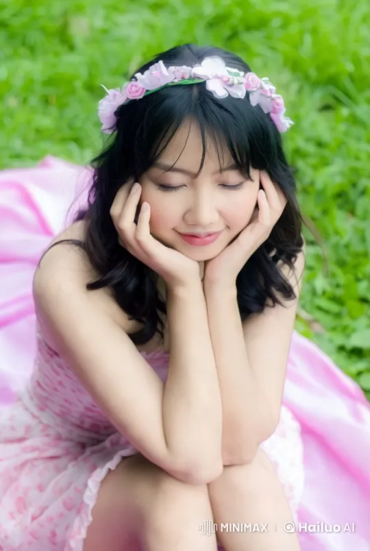 Young Woman Transforms, Takes Flight in Enchanting Garden Scene – AI Generated Video | Hailuo AI